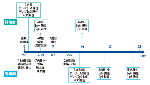 図5 デング針刺し受傷例経過図